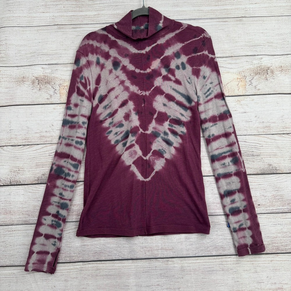 We The Free Turtleneck Women Large Purple Tie Dye Long Sleeve OB933510